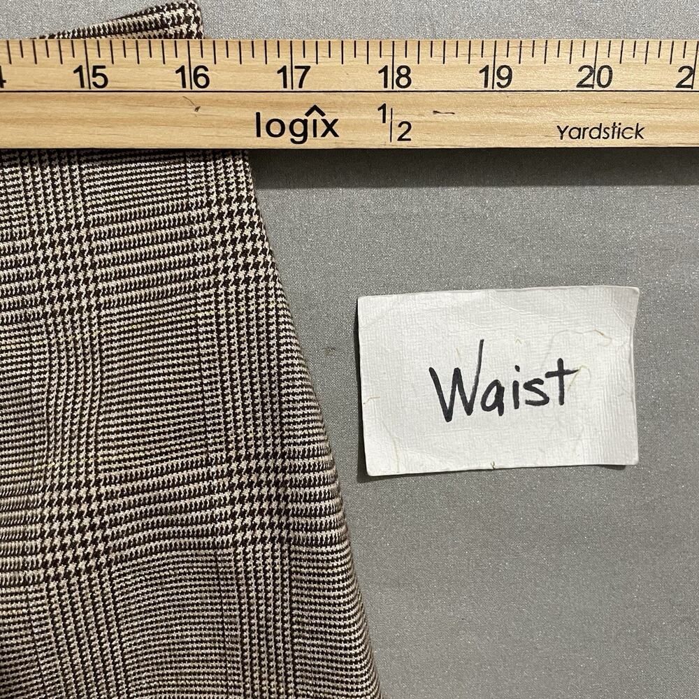Chadwicks Skirt Size 12 Brown Glen Plaid Ruffle Flare Dark Academia Twee Office - Picture 6 of 8